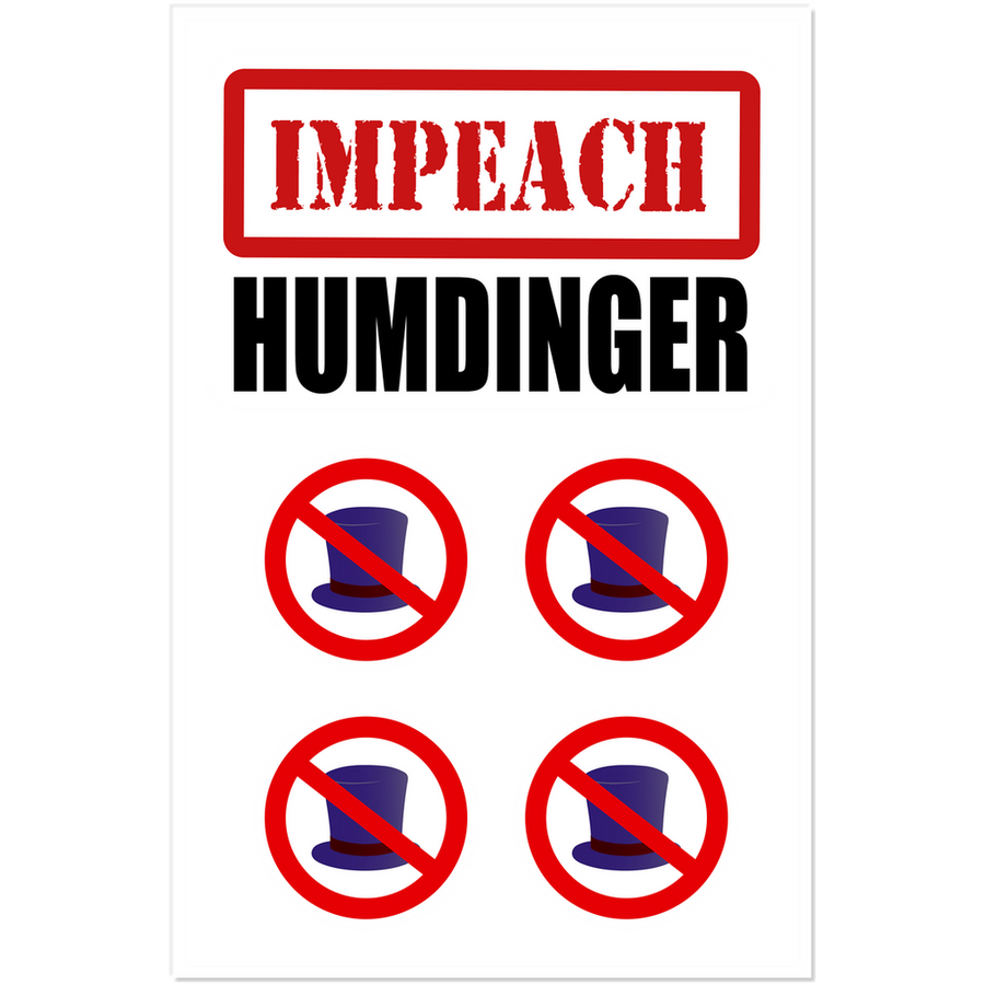 Impeach Humdinger Vinyl Sticker – 5.6 × 8.5 in.